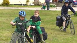 Matthew takes his young relative for a ride at their Panborough farm
